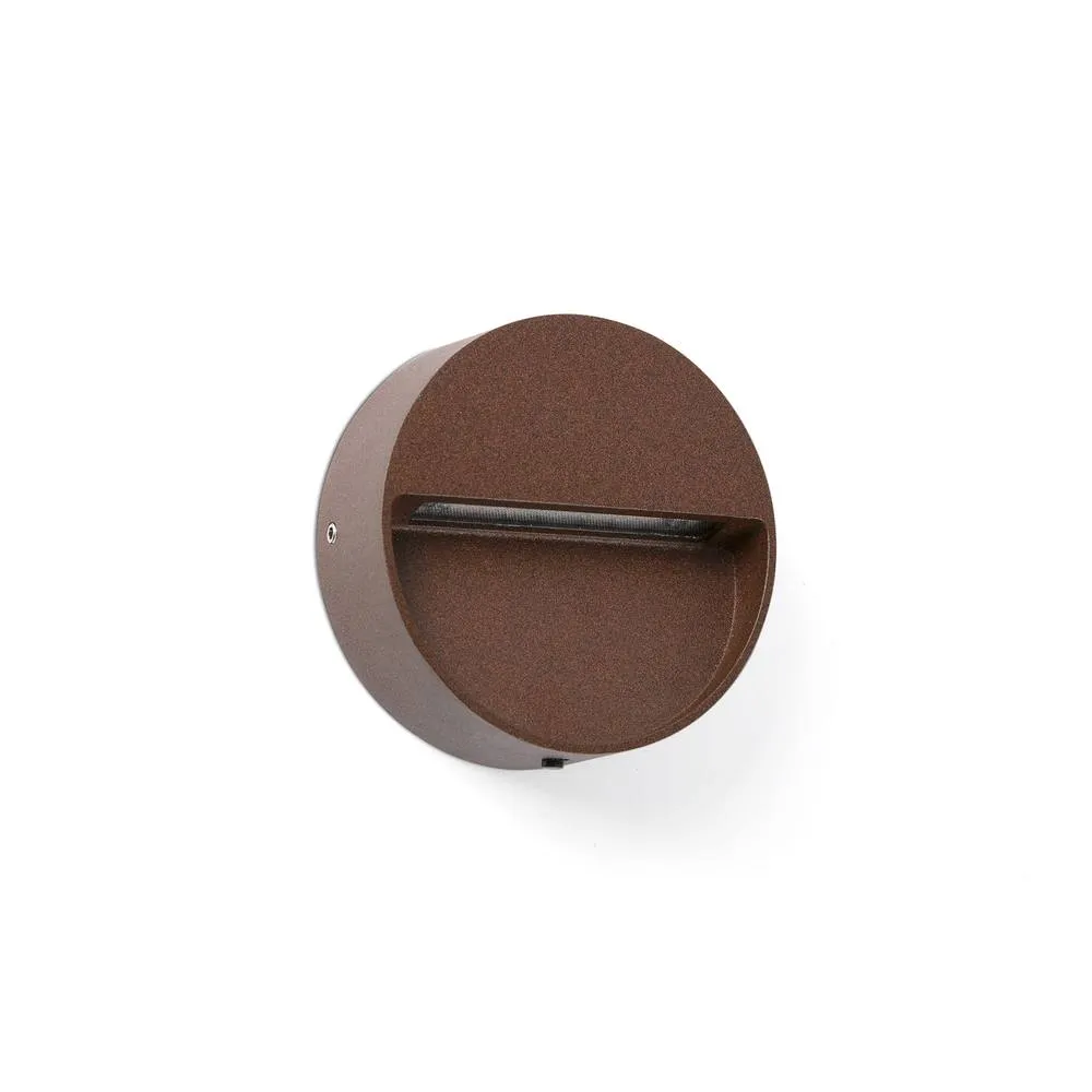 Netlighting Dune Round LED Outdoor Flush Wall Lamp Rust Brown IP65 CCT 2200 4000K