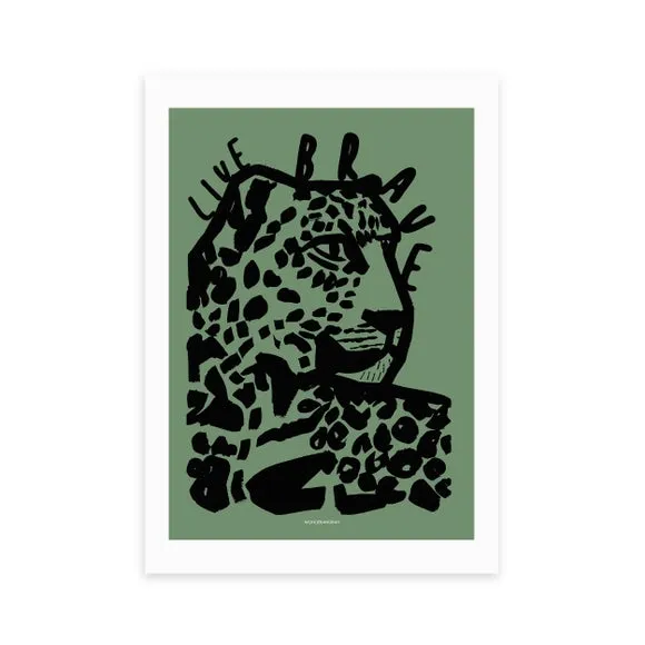 East End Prints Live Brave Green Tiger Print by Wonder and Rah 2