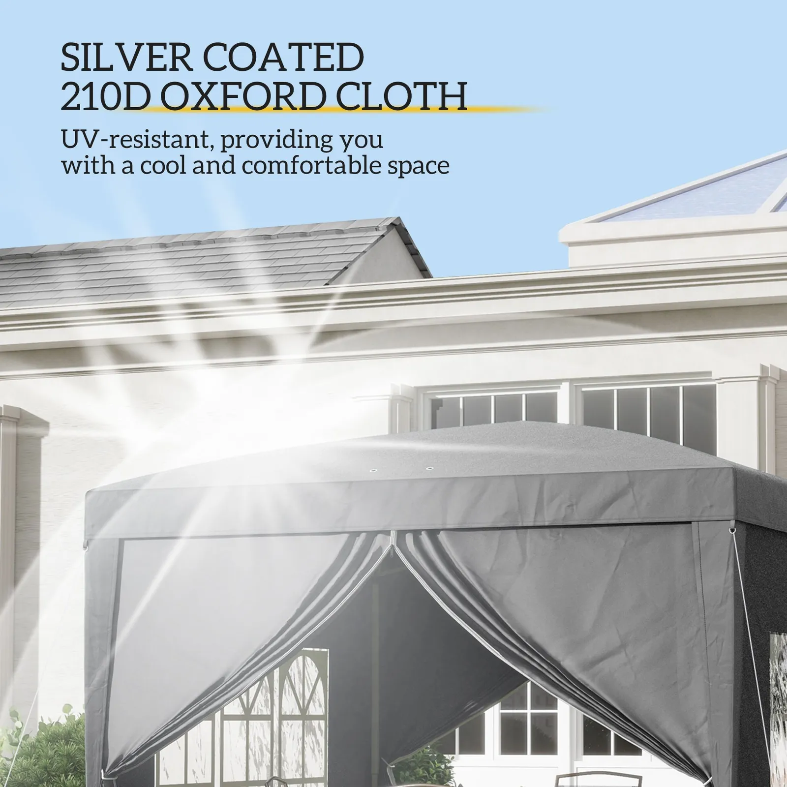OUTSUNNY 3mx3m Pop Up Gazebo Party Tent Canopy Marquee with Storage Bag in Grey 5