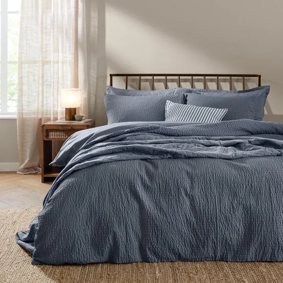 Yard Hebden Seersucker 100% Cotton Duvet Cover & Pillowcase Set