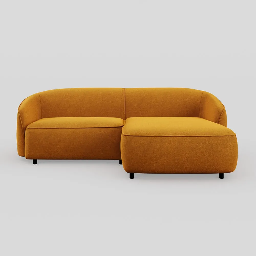 Heal's Aurelie Chaise Sofa RHF Smart Luxe Velvet Cognac