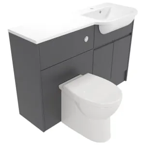Deccado Clifton Charcoal Grey Right Hand 1200mm Fitted Vanity & Toilet Pan Unit Combination with Right Hand Basin 2