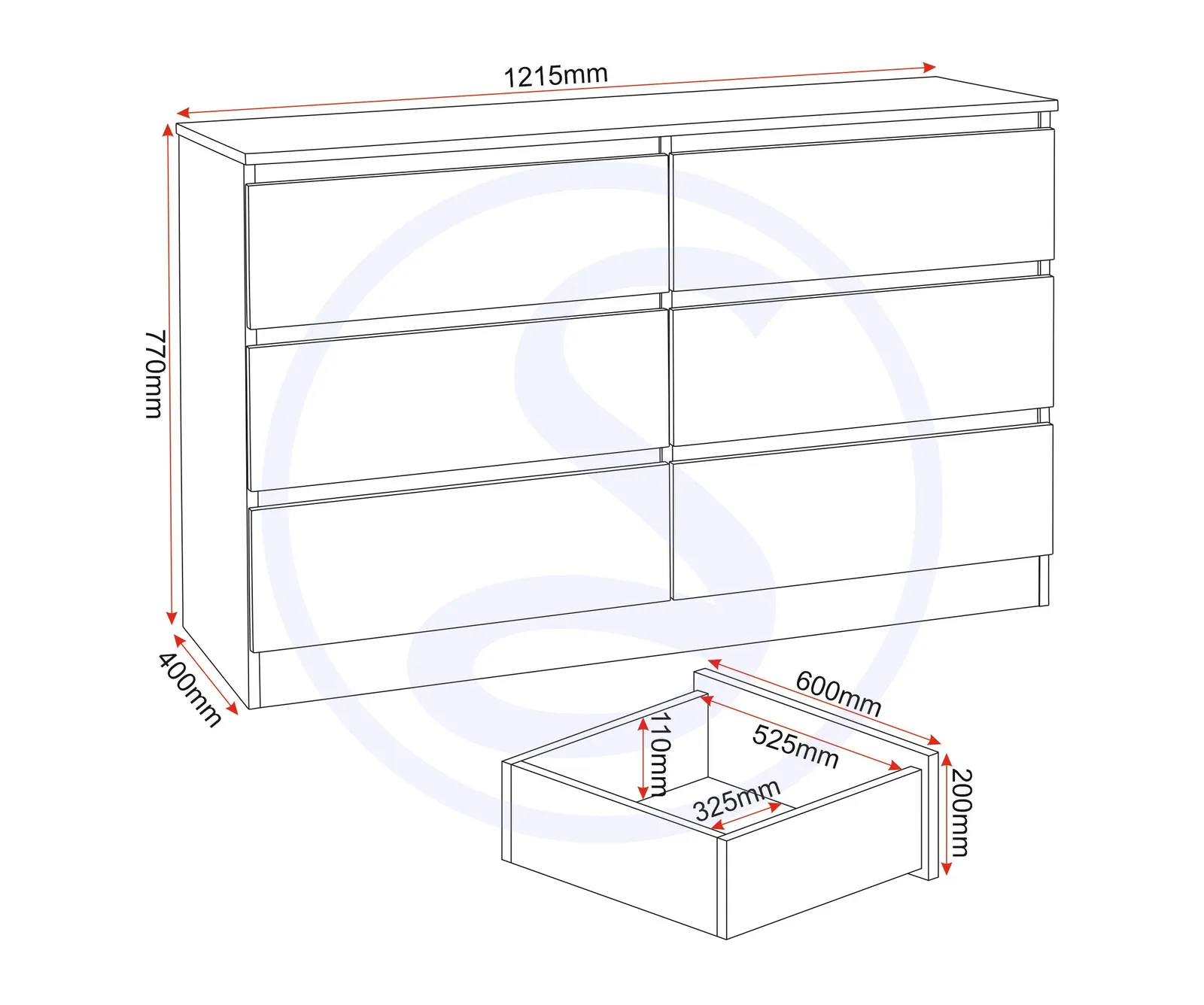 Seconique Malvern 6 Drawer Chest in Light Oak 6