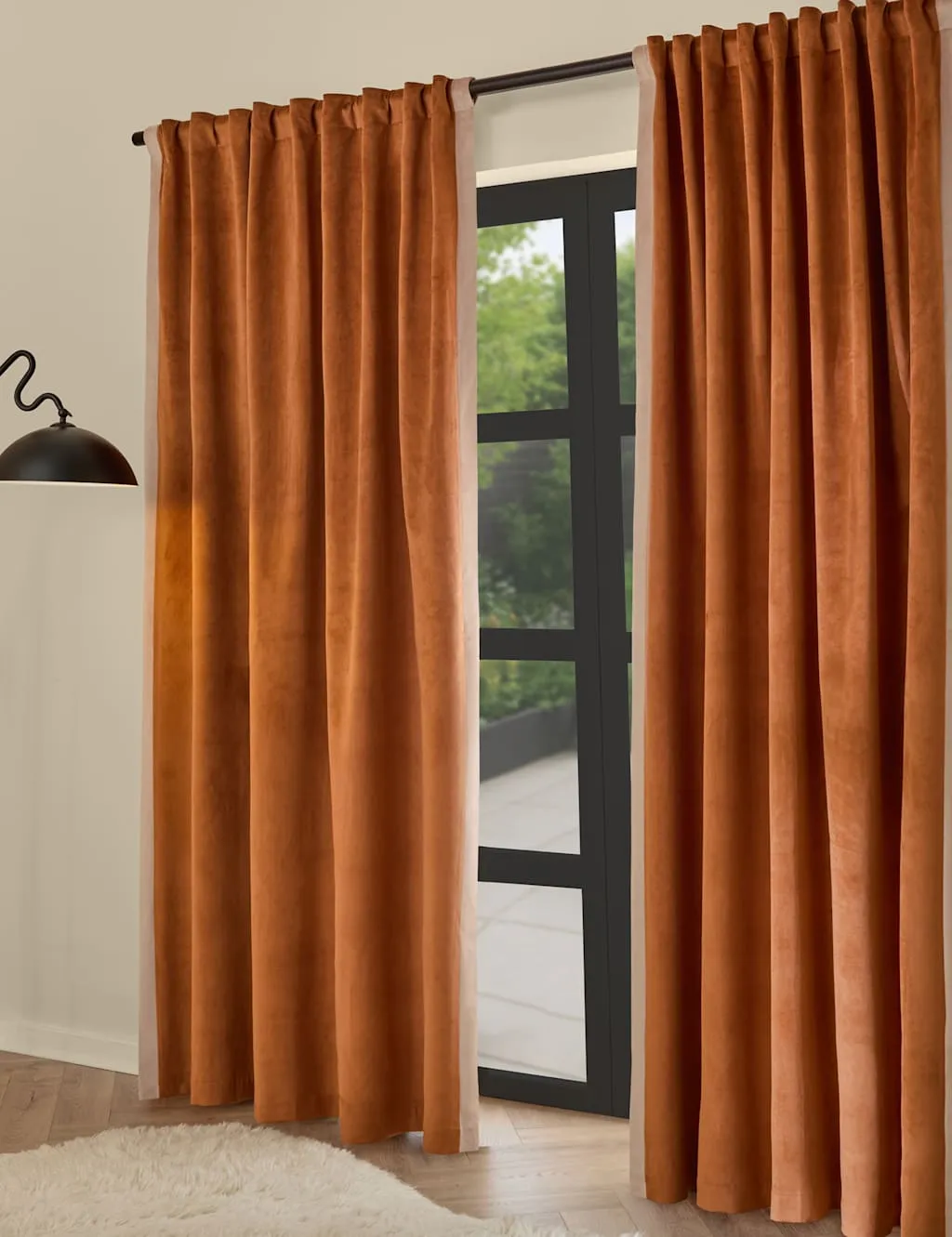 MADE Audley Velour Eyelet Curtains Brown