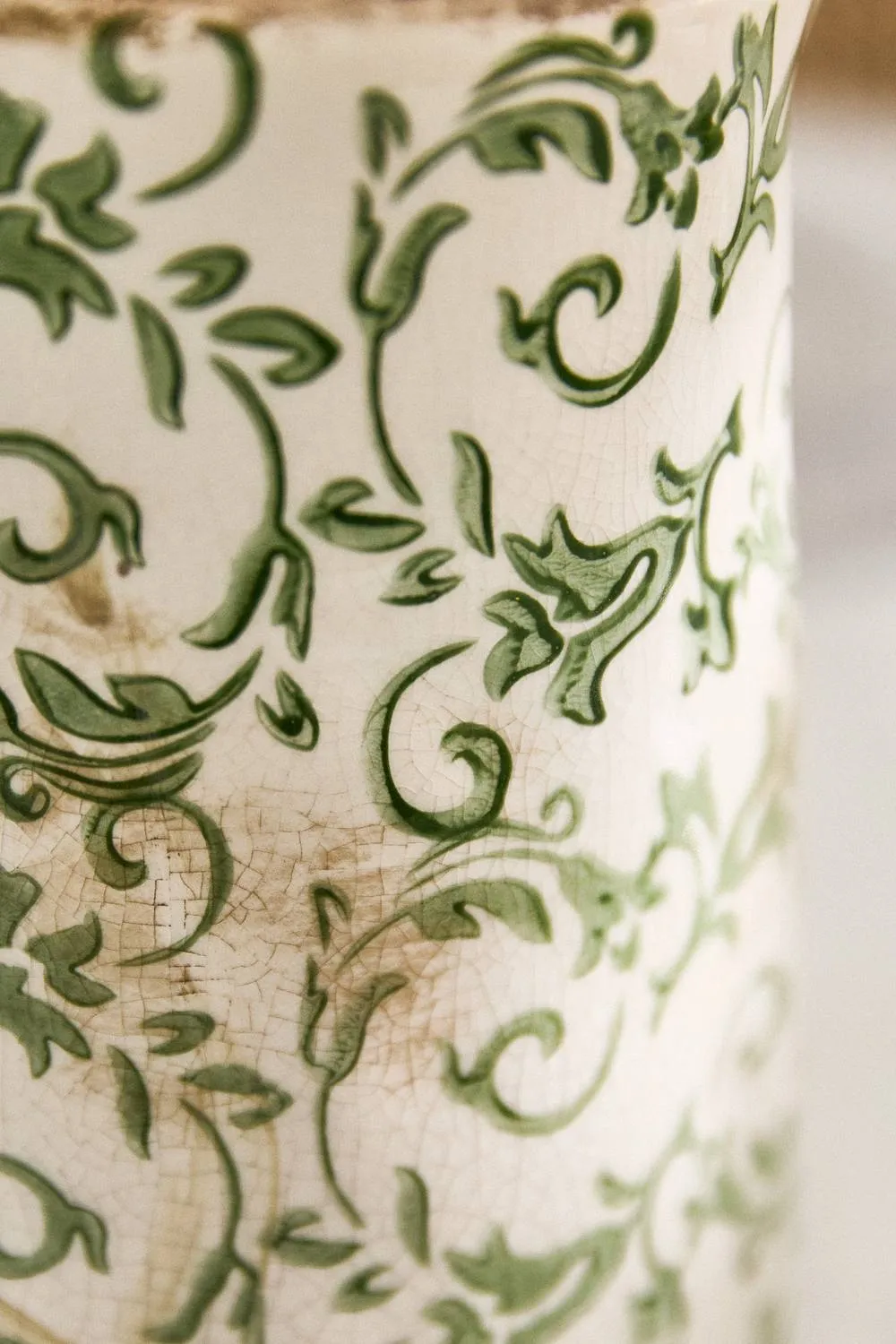 Dibor Set of 2 Luxury Irina Green Botanical Home Decor Pitcher Jug in Cream 3