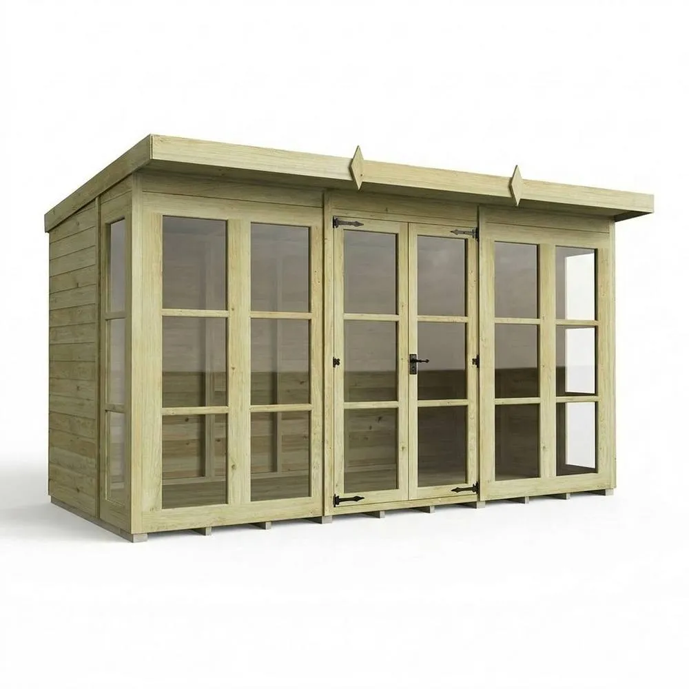 Buttercup Farm 12ft x 6ft Georgian Pent Summer House - Pressure Treated Timber in Brown