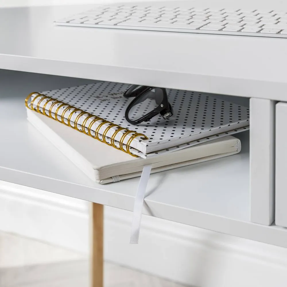 Nöa and Nani Ludvig Office Desk Computer Table in White and Natural Pine 4
