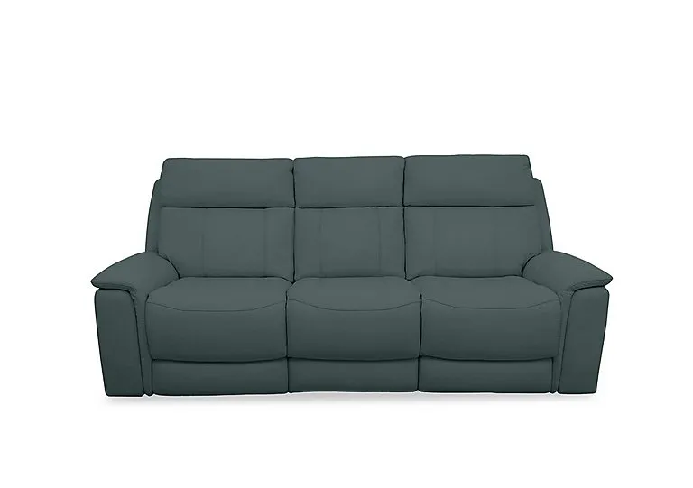 Chill Leather 3 Seater Power Recliner Sofa with Bluetooth and Drop Down Console - BV Lake Green