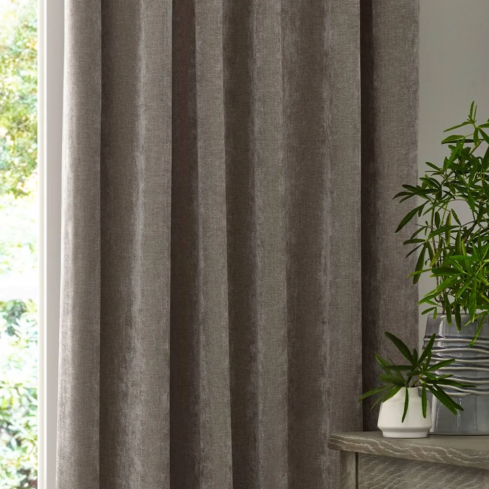 Yard Heavy Chenille Blackout Pencil Pleat Curtain Pair in Beige 3