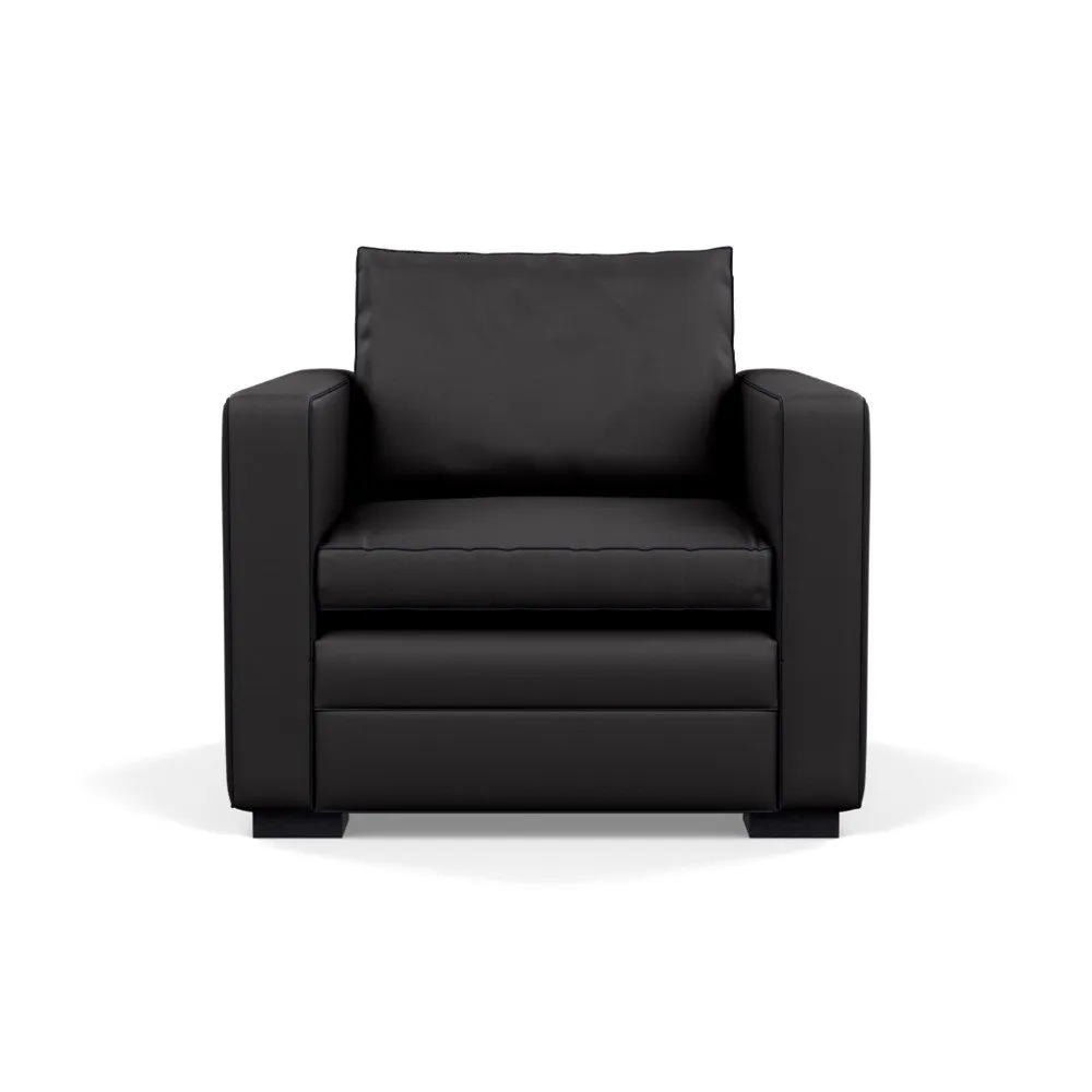 Heal's Palermo Armchair Leather Grain Graphite 063 Black Feet