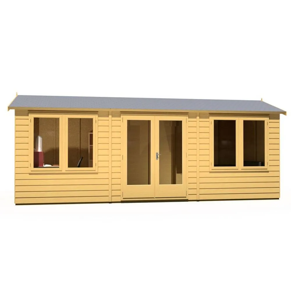 Shires Melrose 20x8 ft Double Door Garden Office - L260.4xW624.6xH250.5 cm in Light Brown