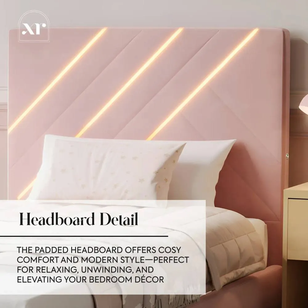 X Rocker Lily Single Bed Frame with App Controlled LED Lights in Pink 5