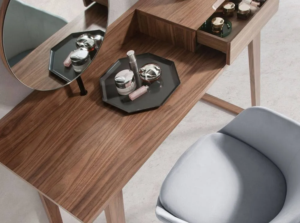 Angel Cerda Walnut Dressing Table with Mirror, Soft-Close Drawer 5
