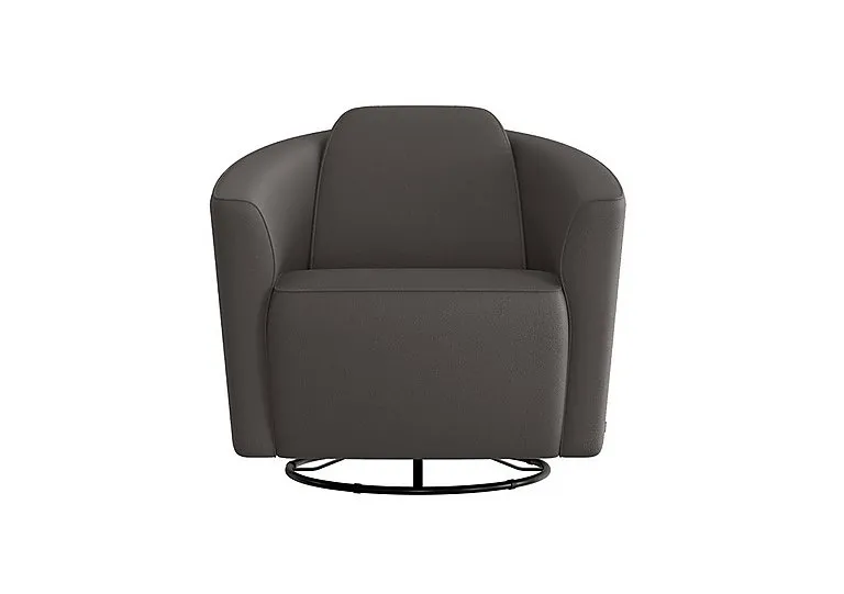 Ketty Leather Swivel Chair - Torello Grigio Scuro - Sofas and Armchairs - In Time for Christmas