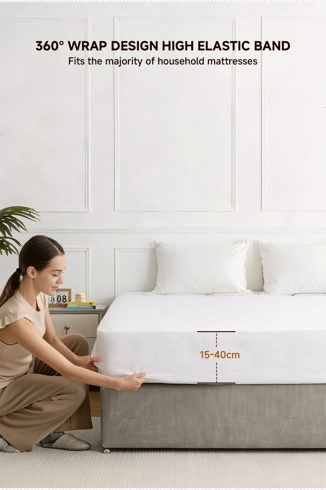 Living and Home Waterproof Fully Mattress Encasement Protector in White