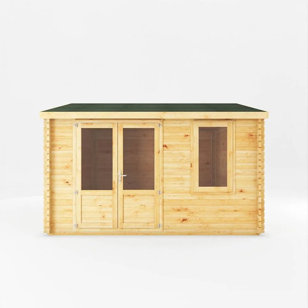 Mercia 4x4 m Home Office Elite 28 mm Log Cabin - L414.1 x W403.6 x H272.6 cm in Light Brown 3