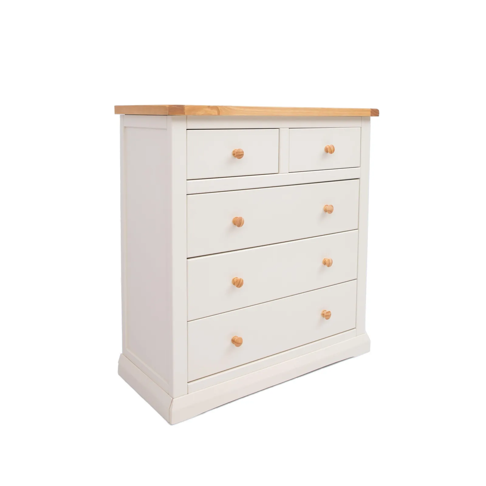 Cabinet Bits Castelli 5 Drawer Chest of Drawers Wood Knob in Off-White 2
