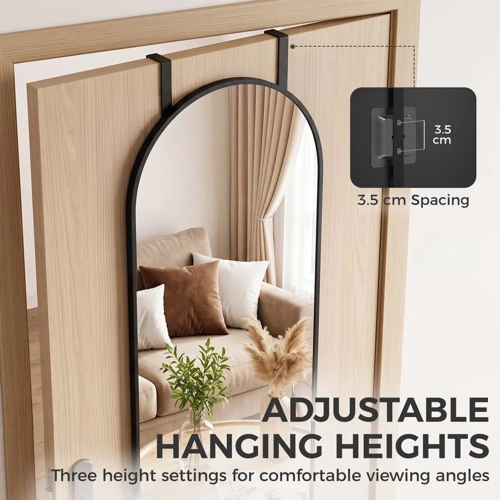 HOMCOM 40 x 110 cm Full Length Hanging Mirror, Arched Mirror, Black 5