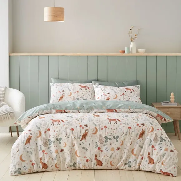 Catherine Lansfield Enchanted Twilight Animals Reversible Duvet Cover & Pillowcase Set 1