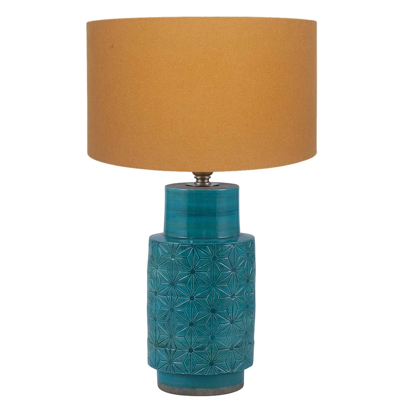 Stoneware Etched Table Lamp, Aquamarine