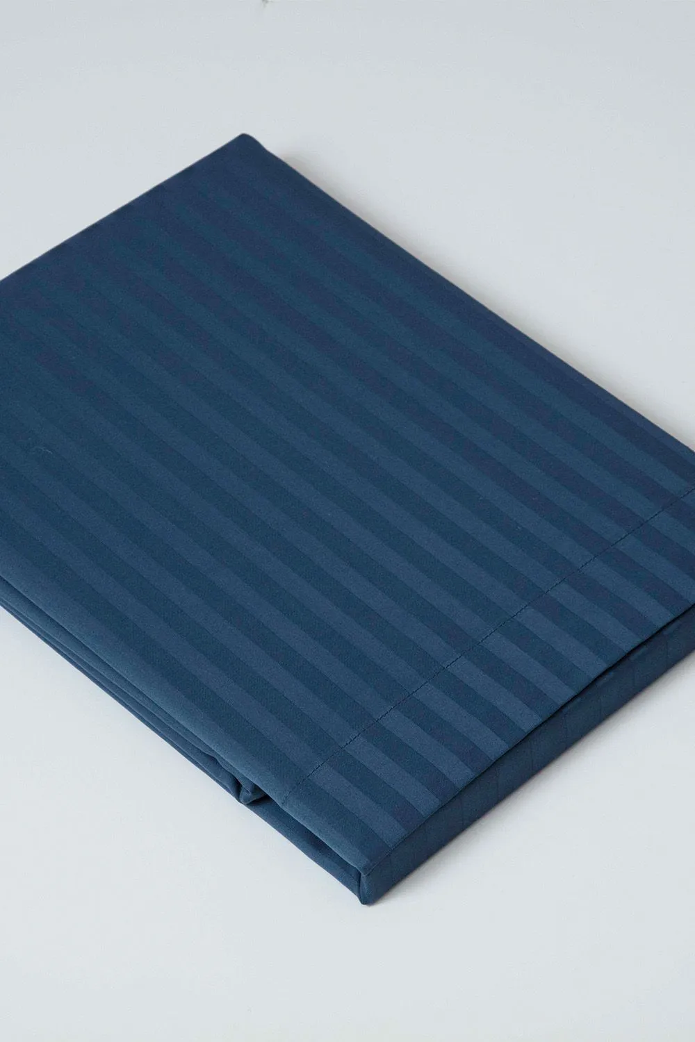 Belledorm Hotel Suite Satin Stripe 540 Thread Count Flat Sheet in Navy 1