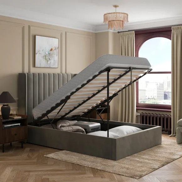 Alara Velvet Ottoman Bed 2
