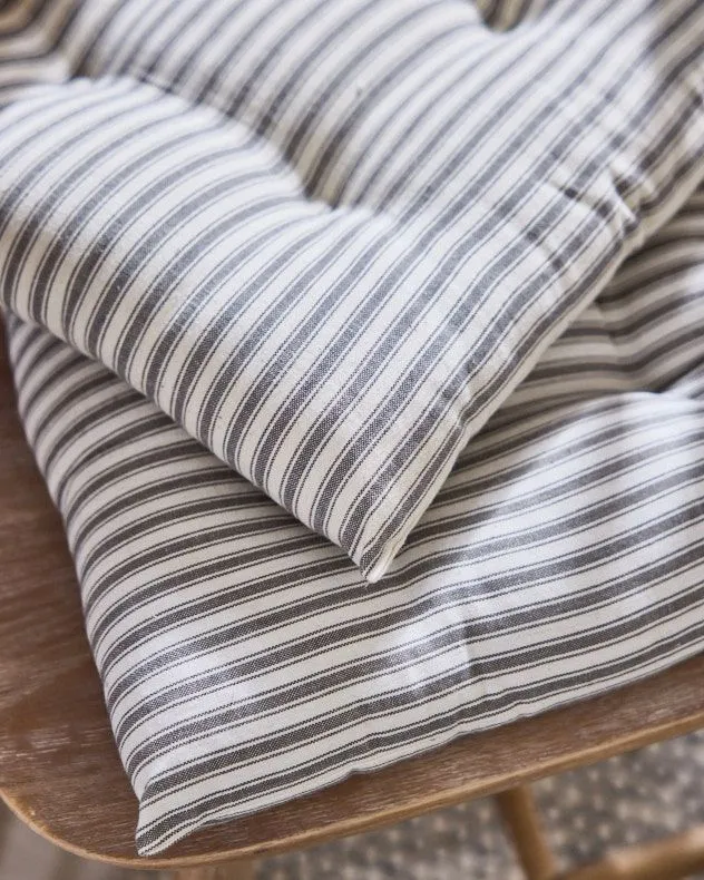 Dibor Set of 2 Grey Striped Indoor Dining Chair Seat Pad Cushions L40cm x W40cm 4