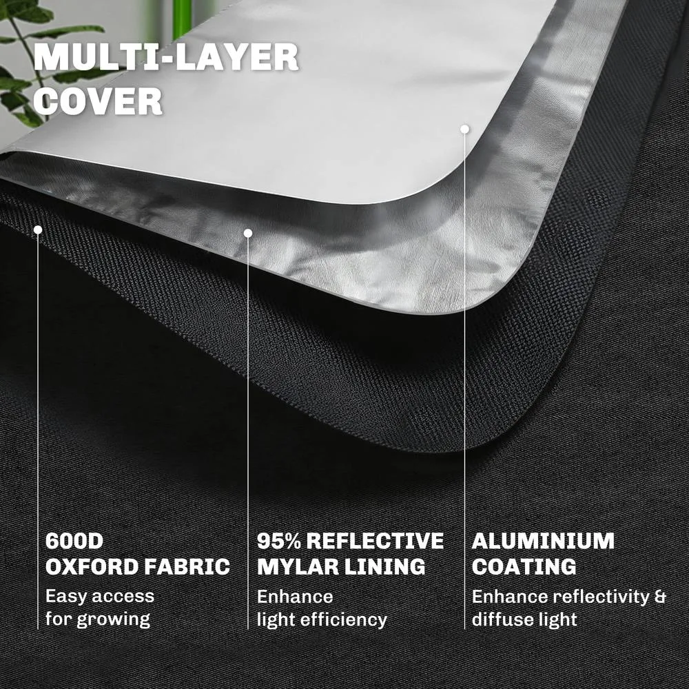 OUTSUNNY Grow Tent, Reflective Mylar Hydroponic Growing Tent, Black 5