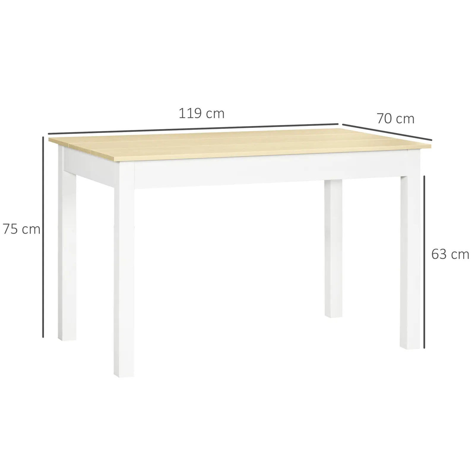 HOMCOM Dining Table for 4 to 6 Kitchen Table with Thick Legs Oak Wood Grain in Light Oak 3