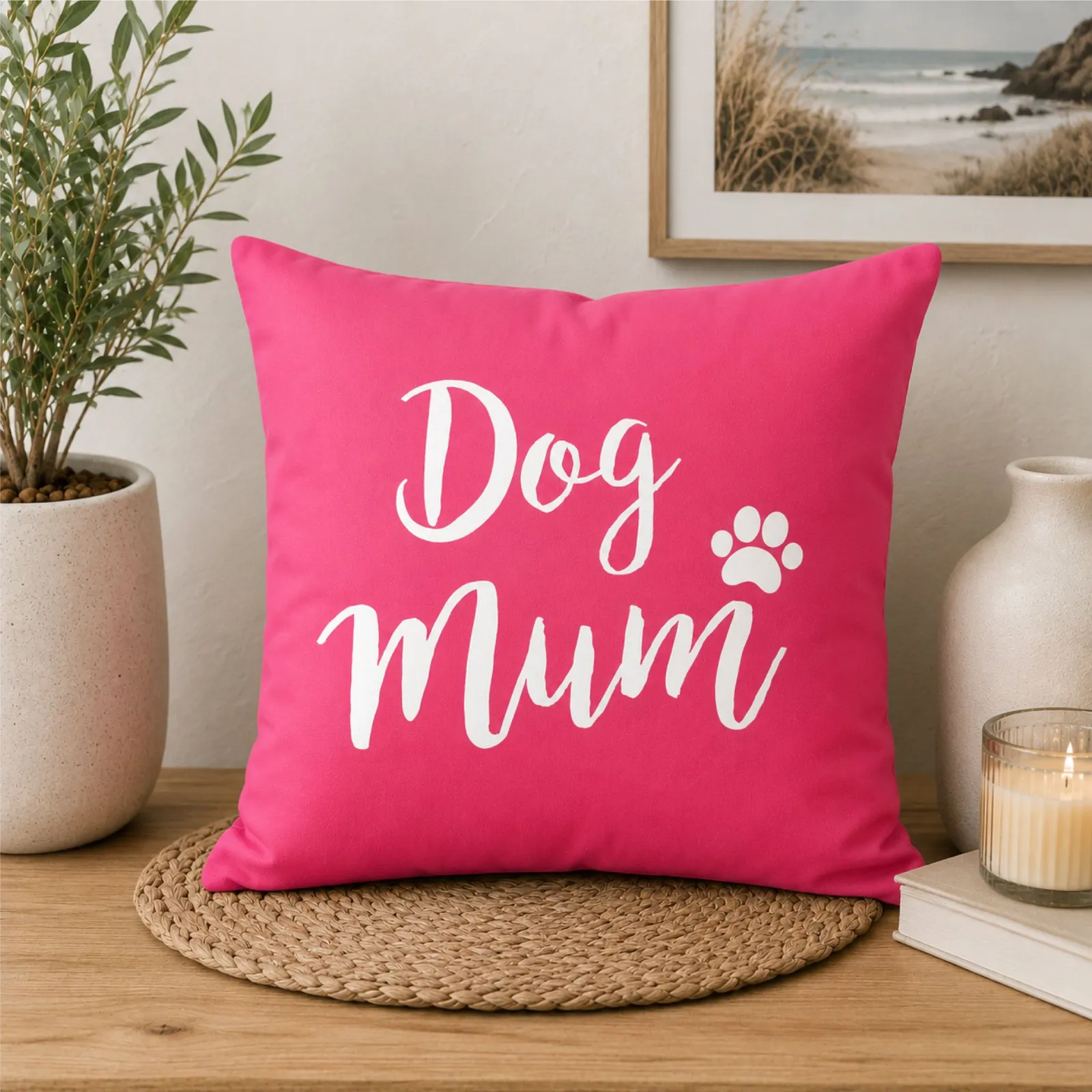 60 SECOND MAKEOVER Dog Mum Cushion Cover 16" x 16" in Pink