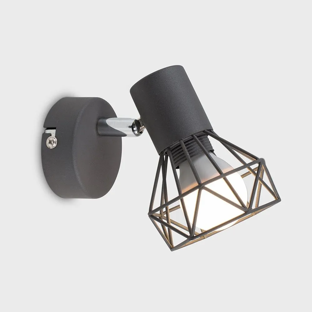 ValueLights Angus Single Grey Indoor Wall Light 3