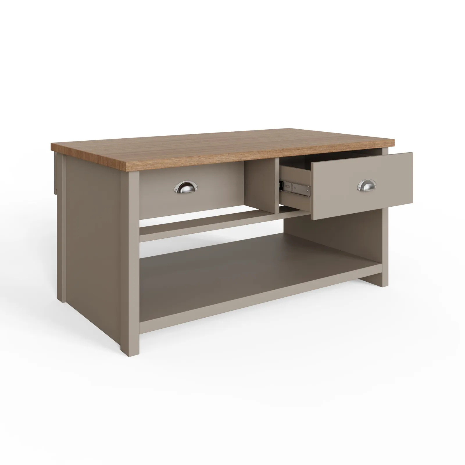 GFW Lancaster 2 Drawer Coffee Table in Grey 3