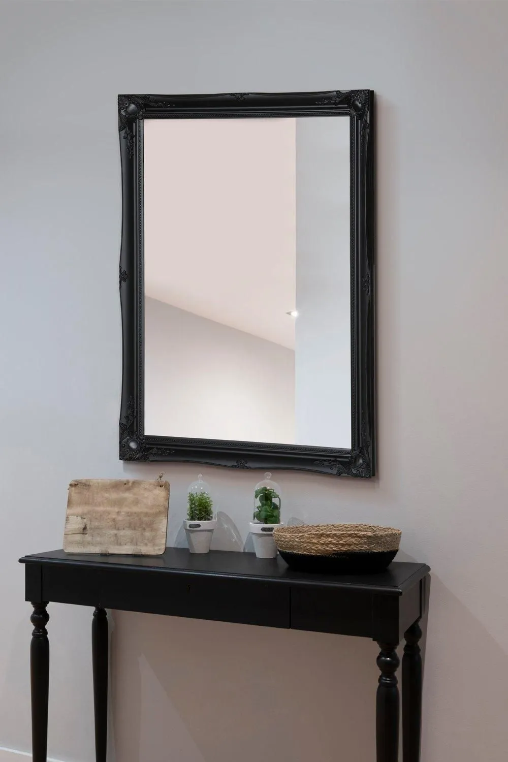 MirrorOutlet 'Hamilton' Black Antique Design Wall Mirror 117cm x 91cm