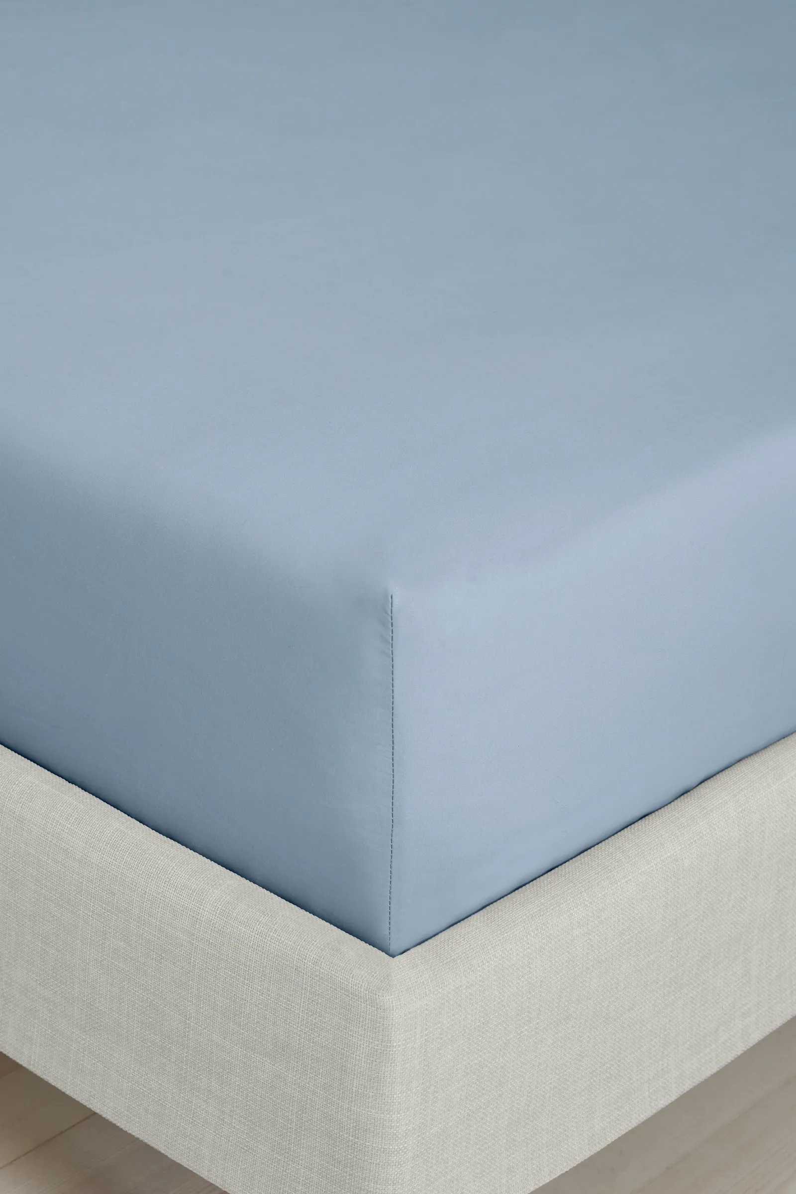 Bianca 200 Thread Count Cotton Percale 32cm Depth Sheet in Blue