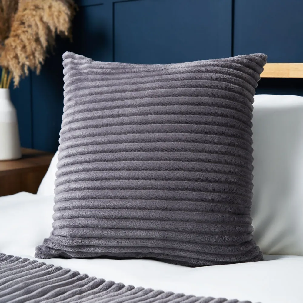 Luxury Ribbon Velvet Cushion, Grey 1