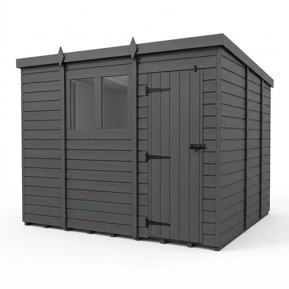 Buttercup Farm 11ft x 9ft Composite Pent Garden Shed Single Door With Windows - Grey