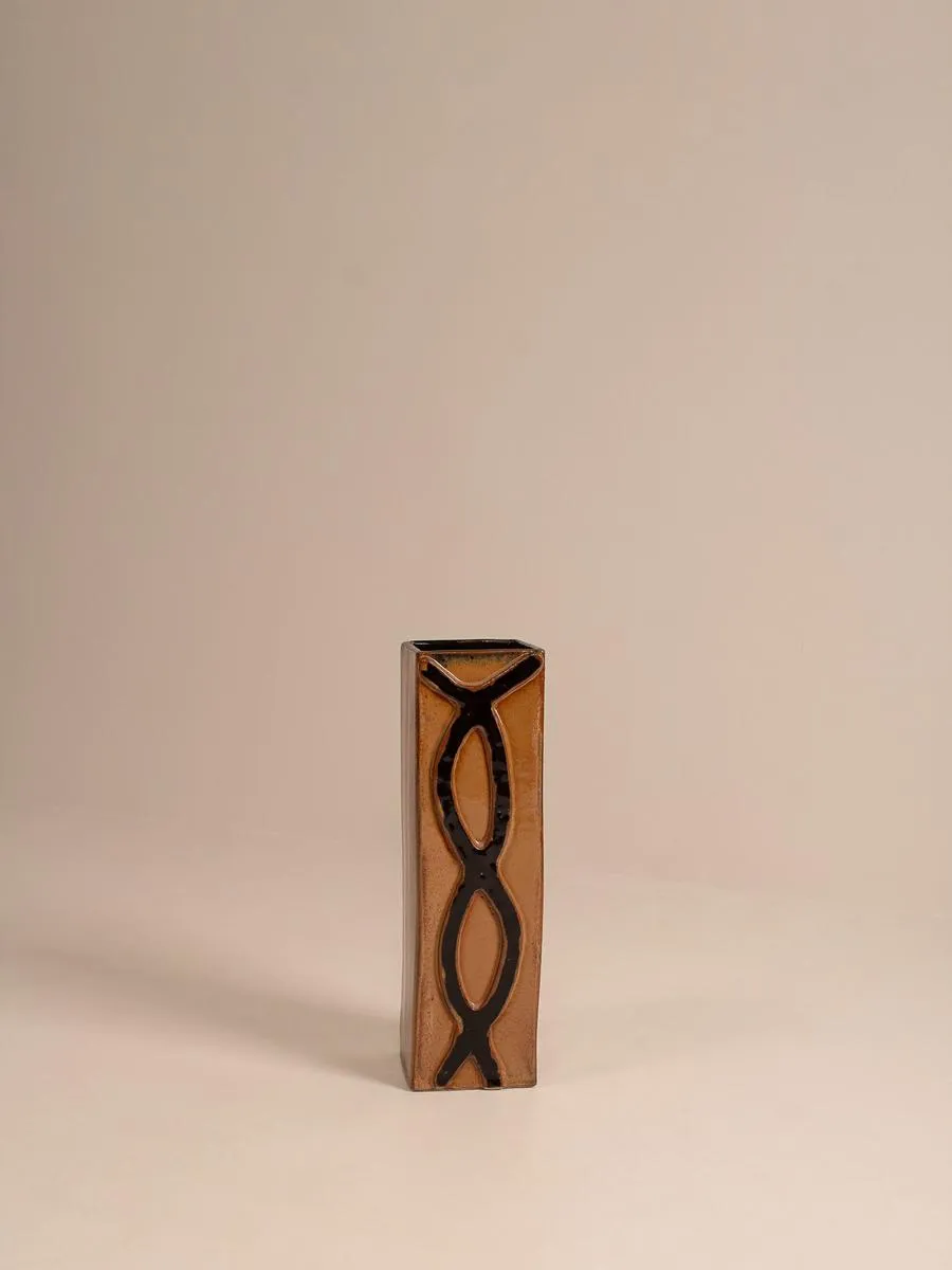 Vintage Mid Century Vase, Glazed Glass, Belgium