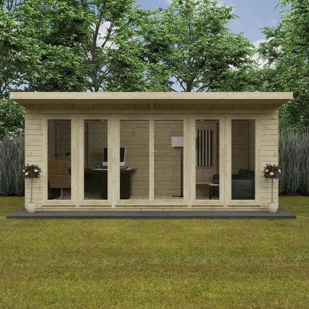 Buttercup Farm 18x8 Feet Tanalised Garden Studio 16mm Shed - Solid Wood/Softwood/Pine in Natural 3