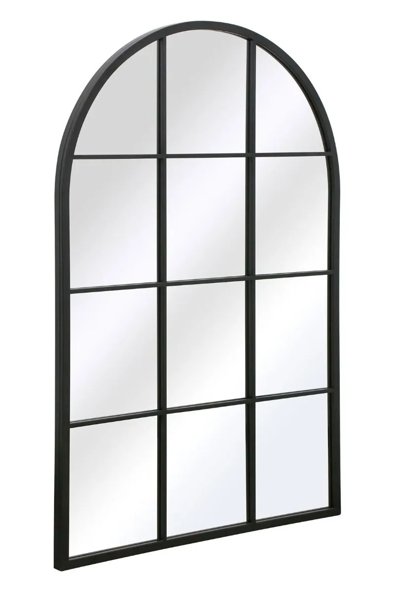 MirrorOutlet Black Metal Framed Arched Window Wall Garden Mirror (120CM X 80CM) 6