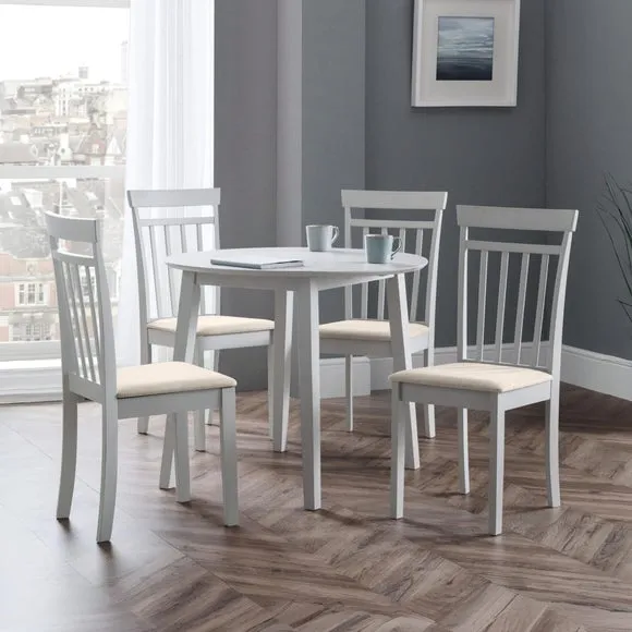 Coast 2-4 Seater Round Drop Leaf Dining Table with 4 Coast Chairs