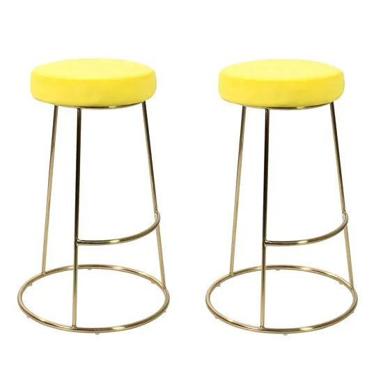 Opera Yellow Finish Bar Stool In Pair