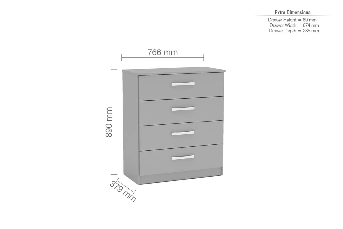 Birlea Lynx 4 Drawer Chest in Grey 6