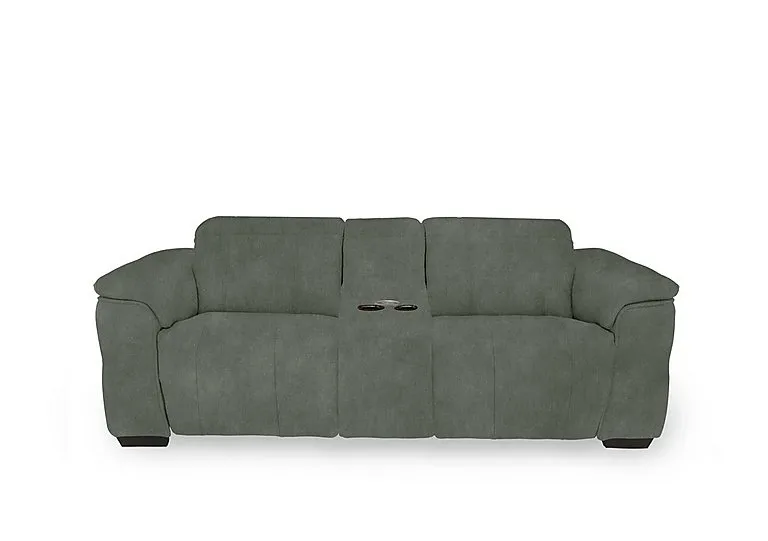 Inca Fabric 3 Seater Power Recliner Sofa with Pop Up Light Console and Power Headrests - Dexter Fern
