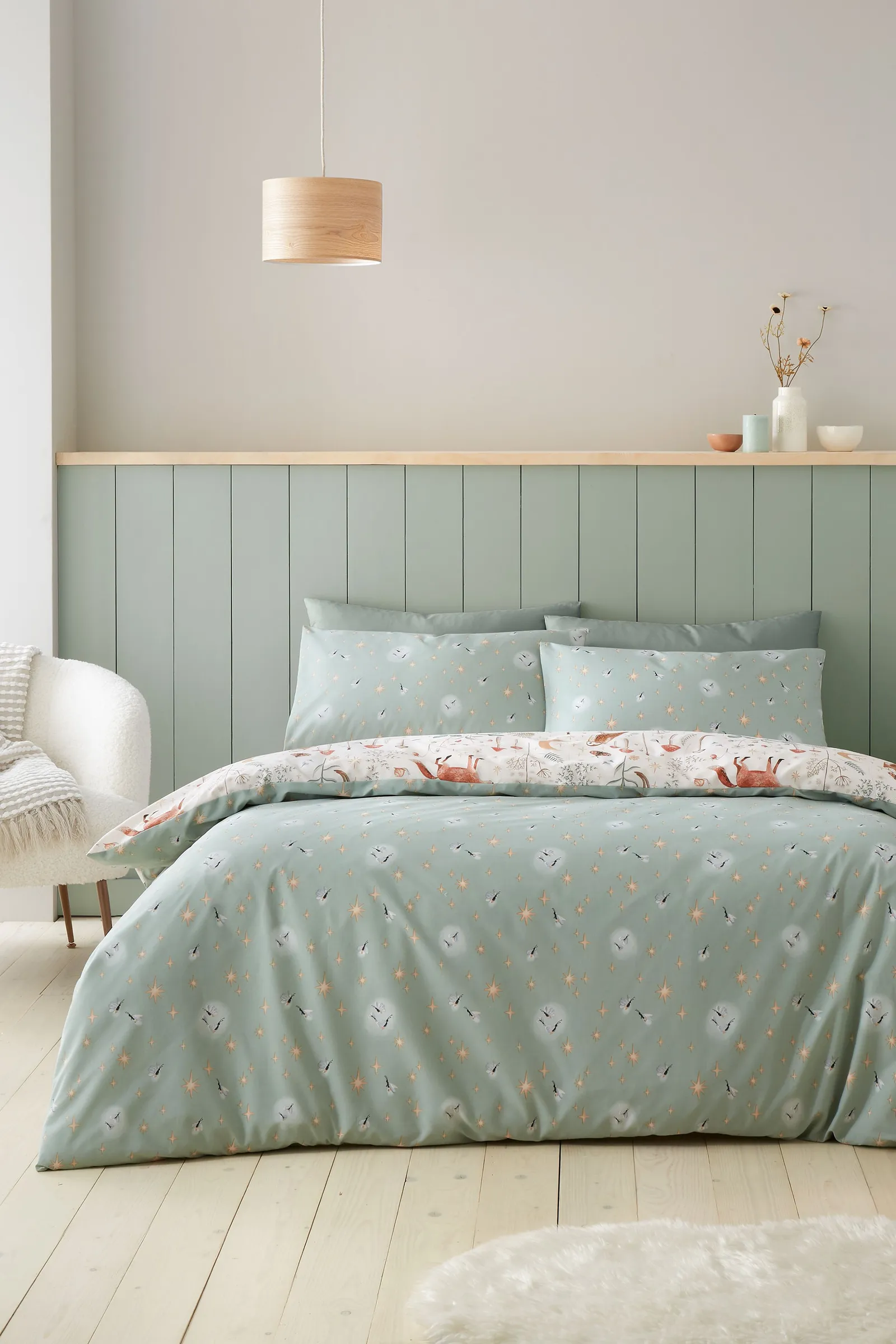 Catherine Lansfield 'Enchanted Twilight Animals' Reversible Duvet Cover Set in Natural 2