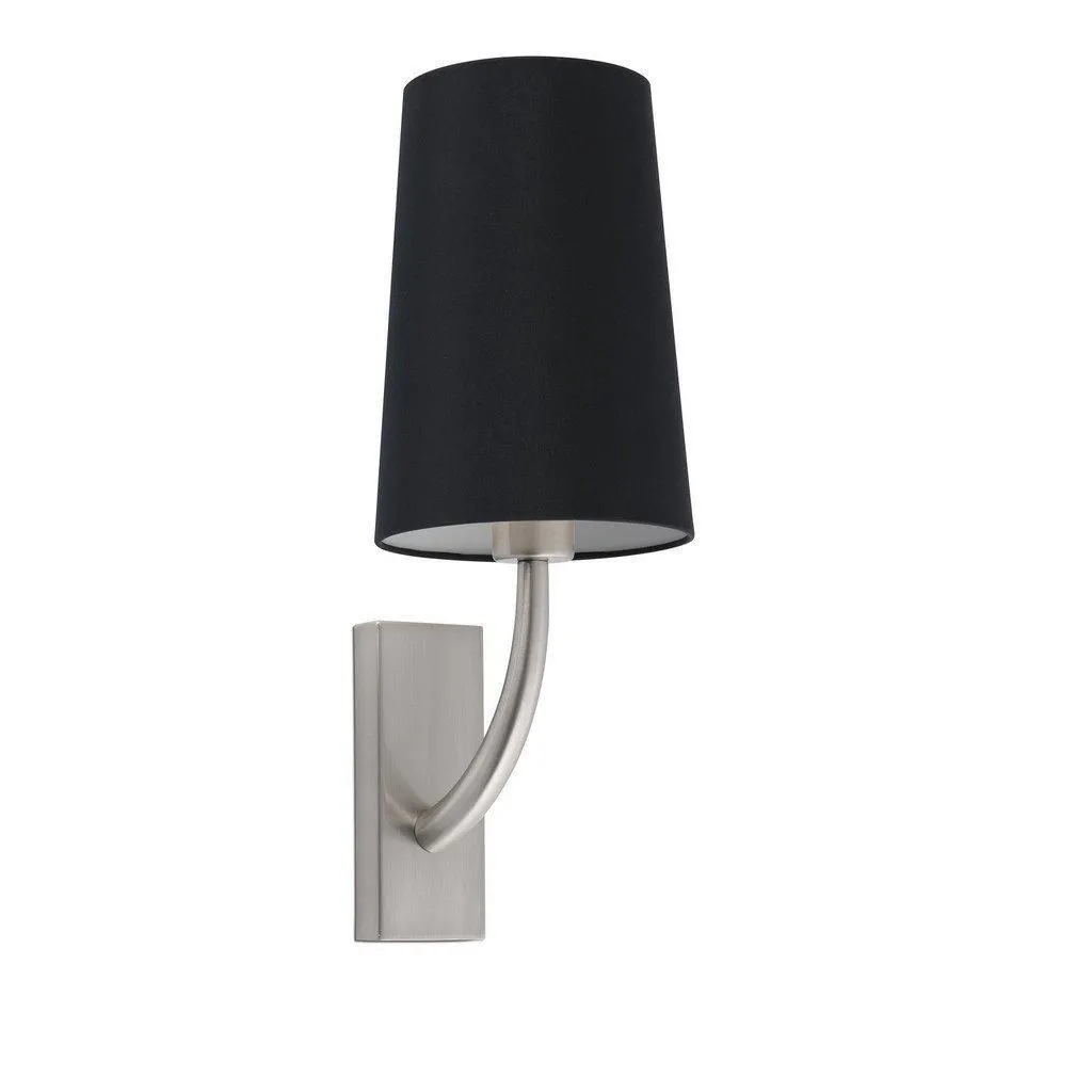 Netlighting Rem Matt Nickel Black Shade Wall Lamp in Grey