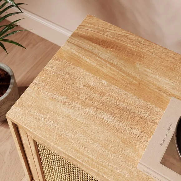 Jordyn Wide Bedside Table, Mango Wood Effect 4