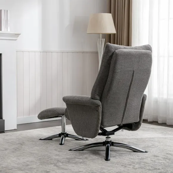 Orson Chenille Reclining Swivel Chair with Footstool 3