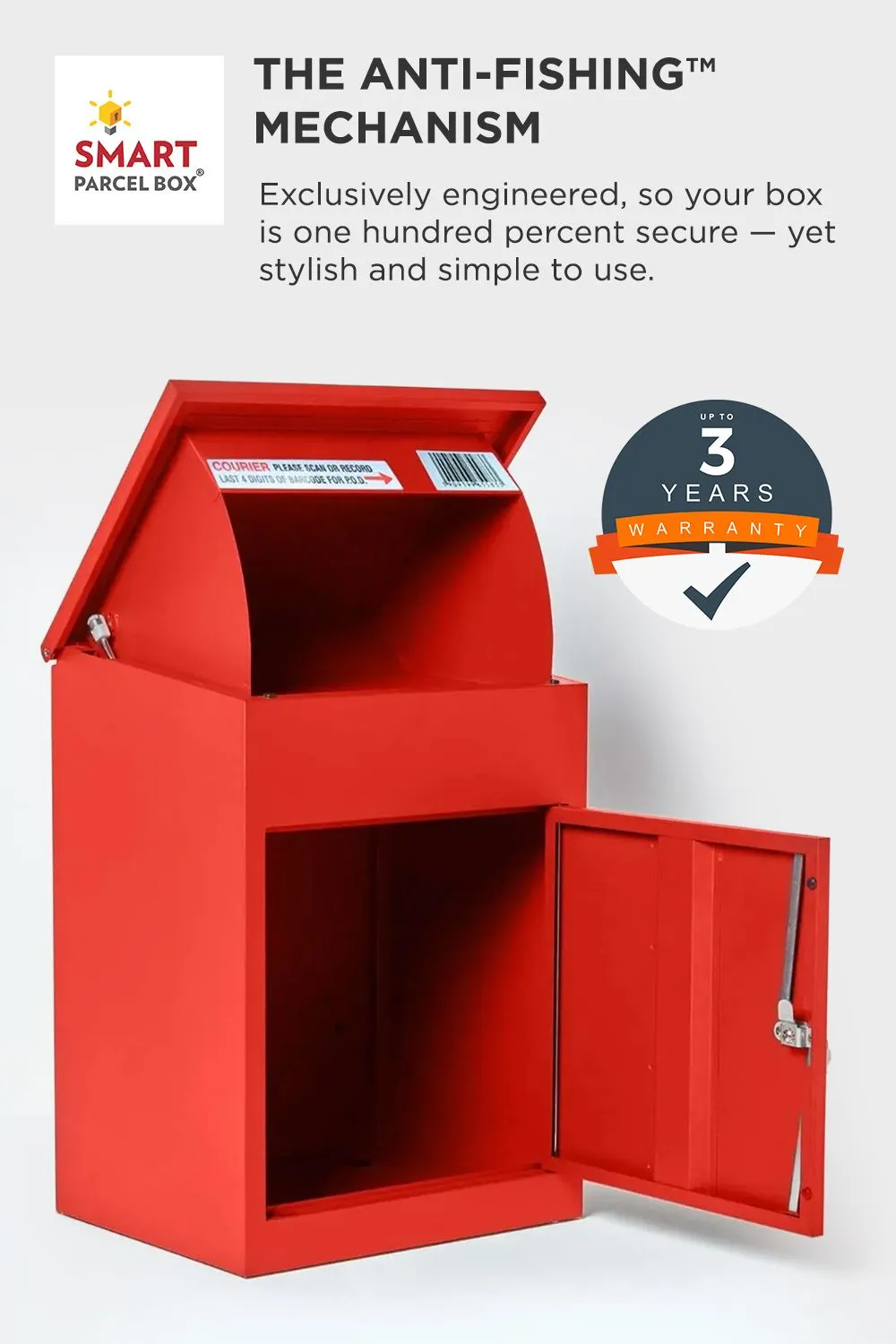 Homescapes Smart Parcel Box® Medium Front Access Secure Delivery Box in Red 3