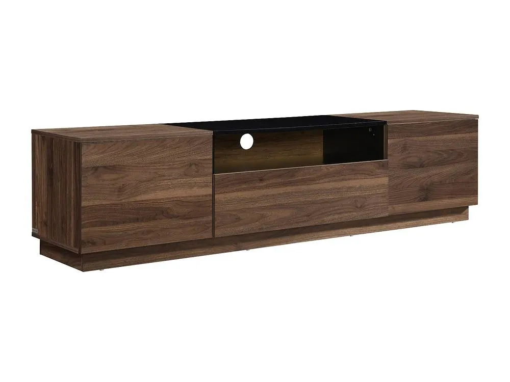 Vente-unique TV Unit With 2 Doors, 1 Drawer & 1 Niche - Dark Natural & Black 5