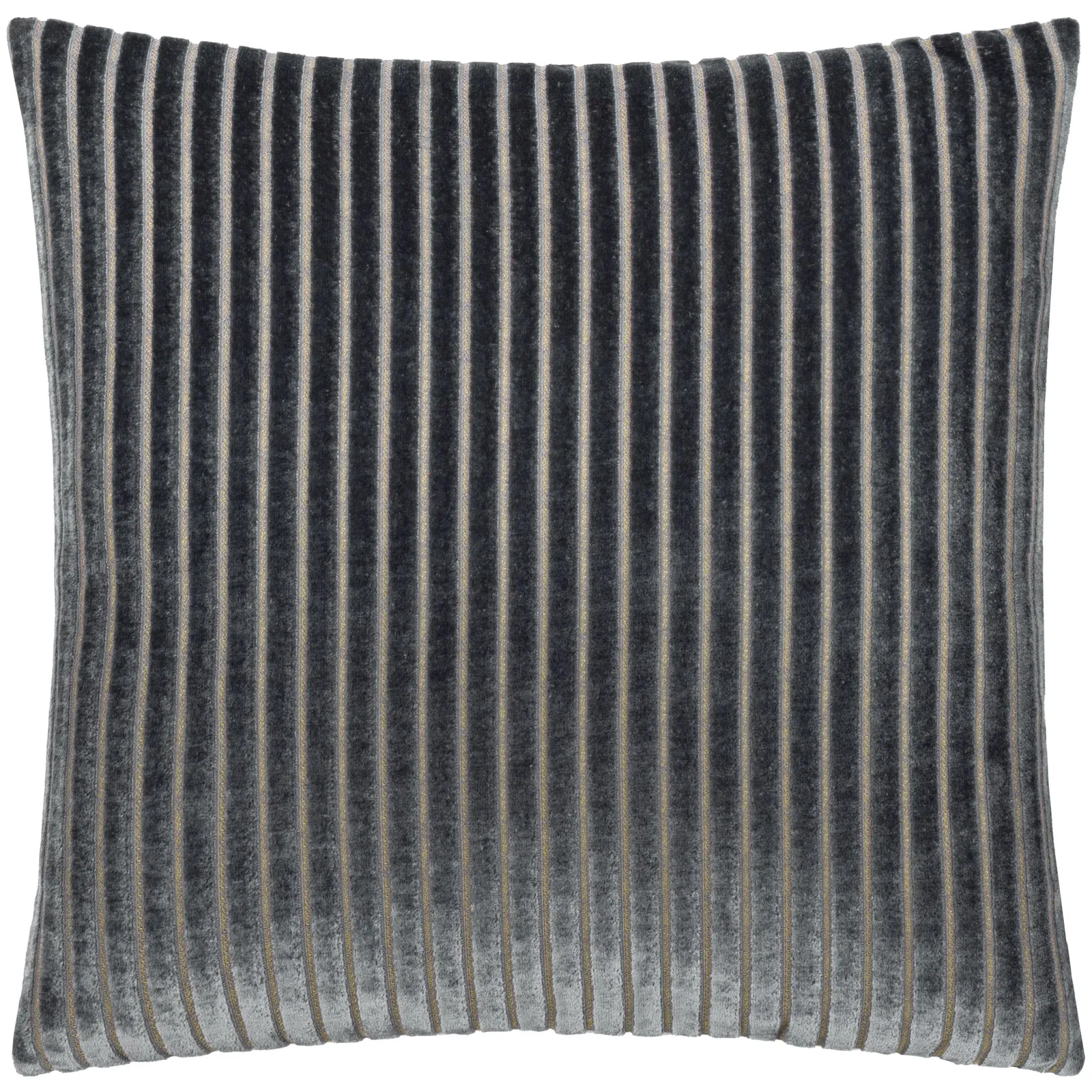 Paoletti Savoy Stripe Velvet Cushion in Charcoal 2
